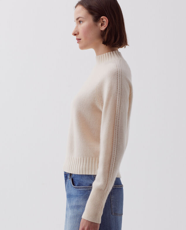 Pullover mit hohem Kragen aus Kaschmir I300 pearled ivory