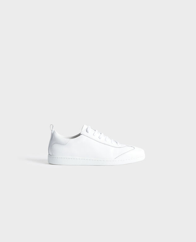 Ledersneaker mit Schnürsenkeln Brilliant white