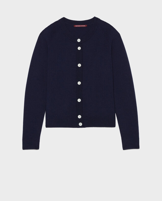Cardigan mit Rundhalsausschnitt aus Wolle Maritime blue