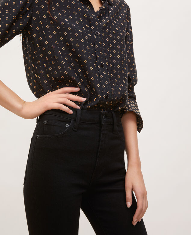 SLIM HIGH RISE - Cropped Jeans 5 Taschen Noir denim