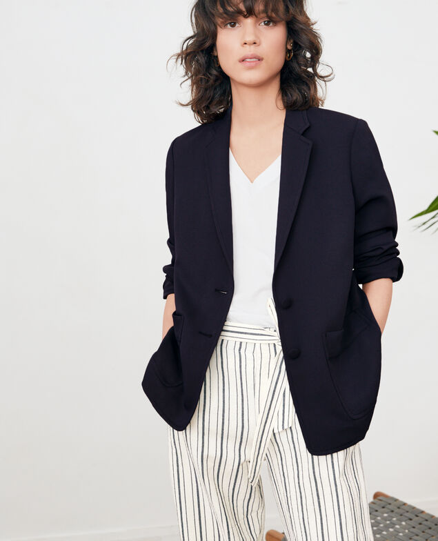 Jacke aus Krepp Marine