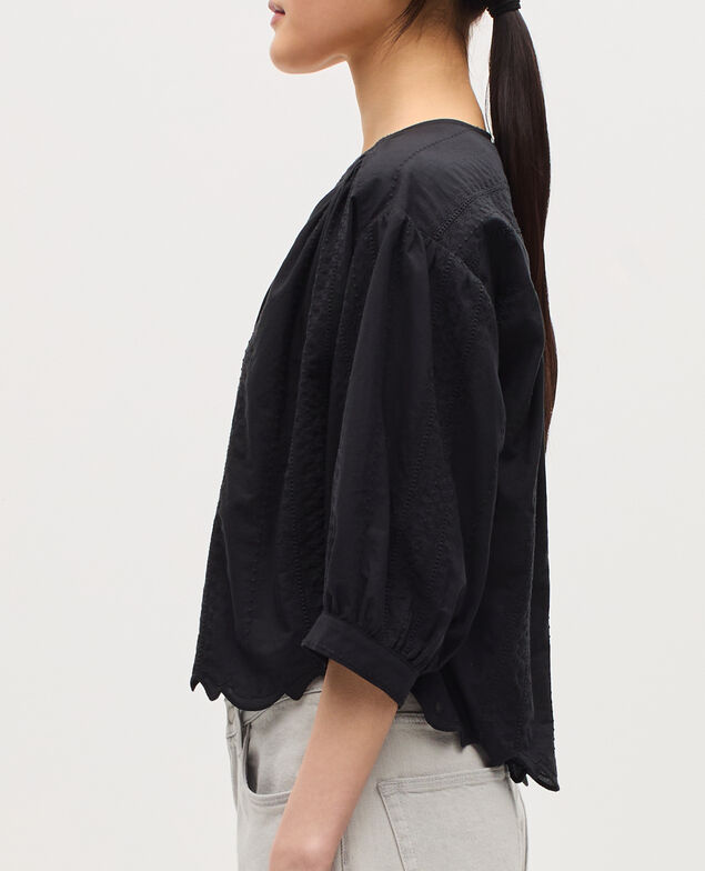 Bestickte Bluse aus Baumwolle H091 black beauty