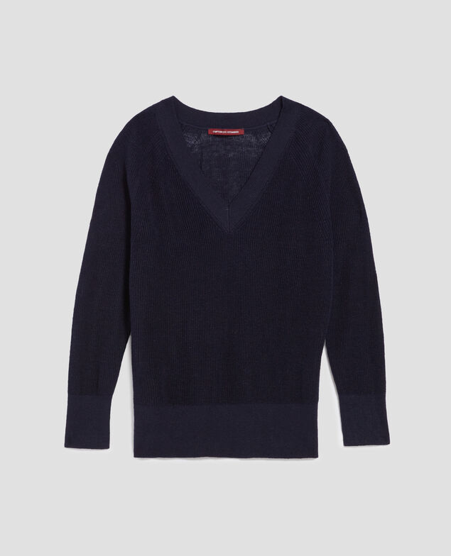 Pullover mit V-Ausschnitt aus Leinen H694 baritone blue