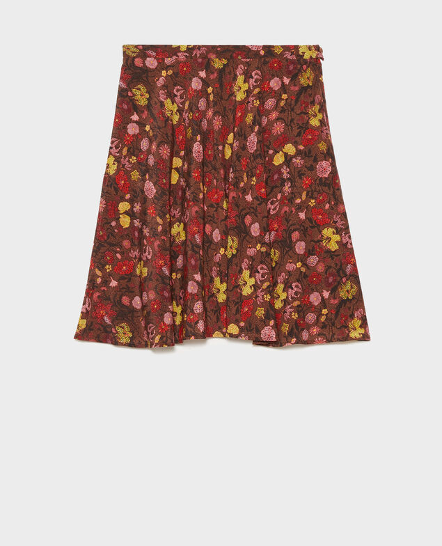  Kurzer ausgestellter Seidenrock mit Flowerprint Print eden tortoiseshell