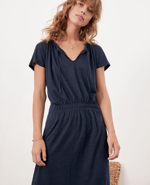 Kleid aus Leinen Navy