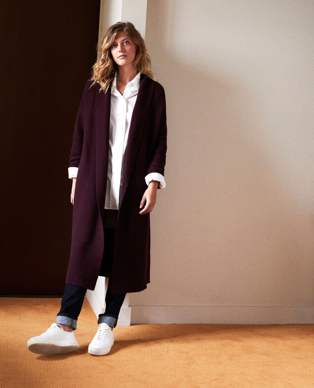 Lange Strickjacke aus Rippstrick Fudge