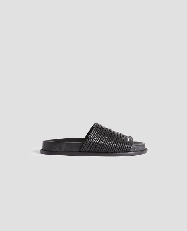 Flache Sandalen aus Leder H091 black beauty