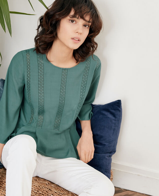 Schößchenbluse mit Spitze Peppermint