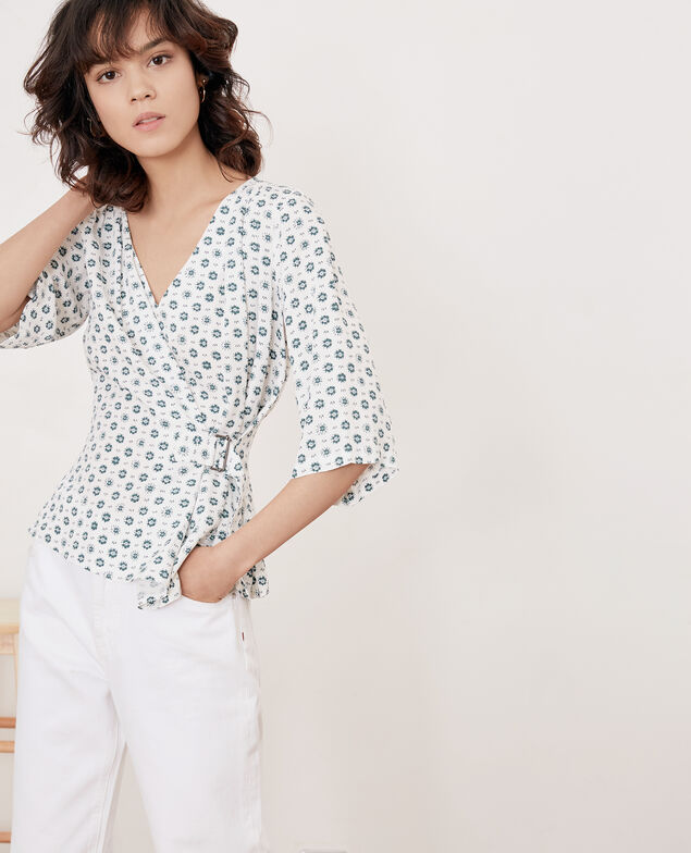 Gemusterte Bluse mit Schnalle Dandelion kaolin