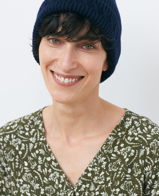 Gemusterte Bluse 6014c cyanotype olive