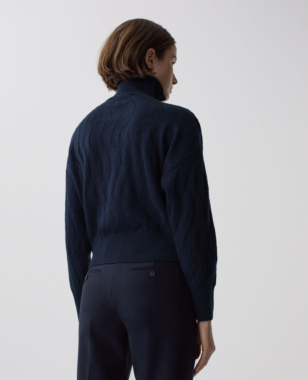 Cardigan aus Merinowolle mit Reißverschluss J690 blueberry