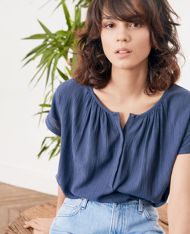 T-Shirt aus Bimaterial Indigo