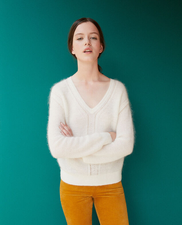 Pullover mit Mohair Weiß