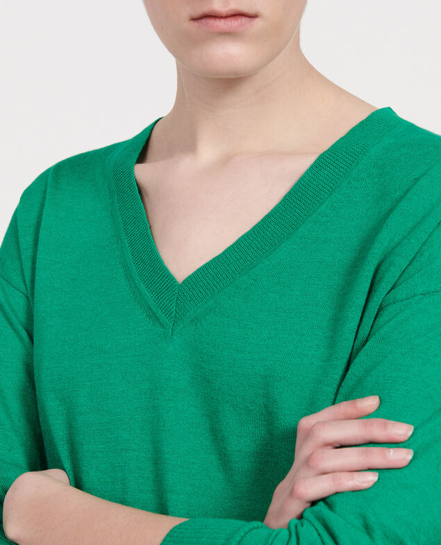 Pullover aus Leinen und Bio-Baumwolle Golf green