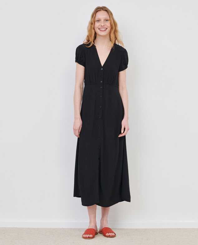 LUDIVINE - Langes fließendes Kleid 09 black