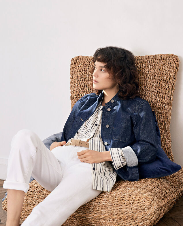 Jeansjacke mit Offizierskragen Indigo
