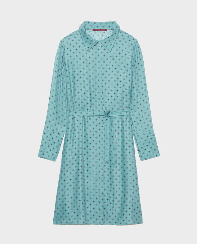 Hemdkleid aus Seide mit Gürtel Print mosaique treillis