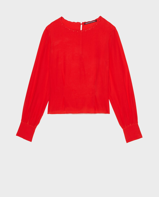 Seidenbluse Fiery red