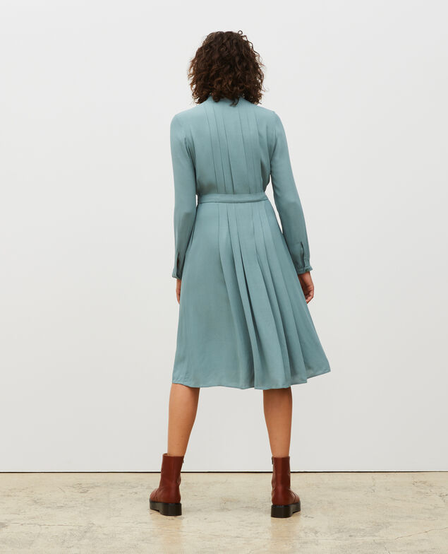 Plissee-Kleid mit Gürtel  Treillis