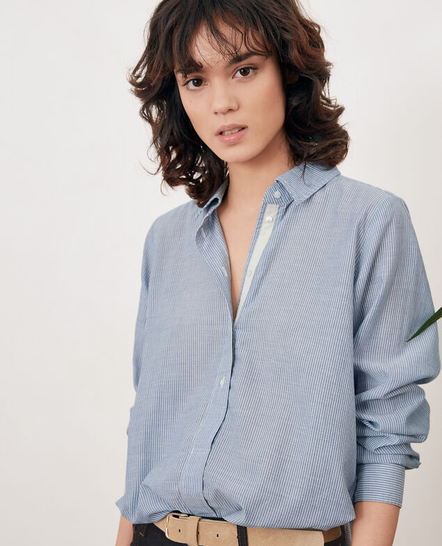 Gestreifte Oversize-Bluse Stone blue stripes