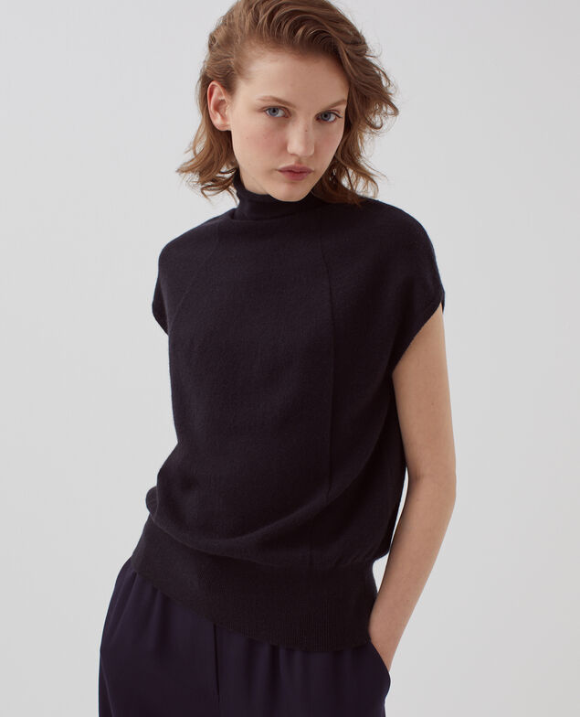 Ärmelloser Pullover aus Kaschmir H091 black beauty