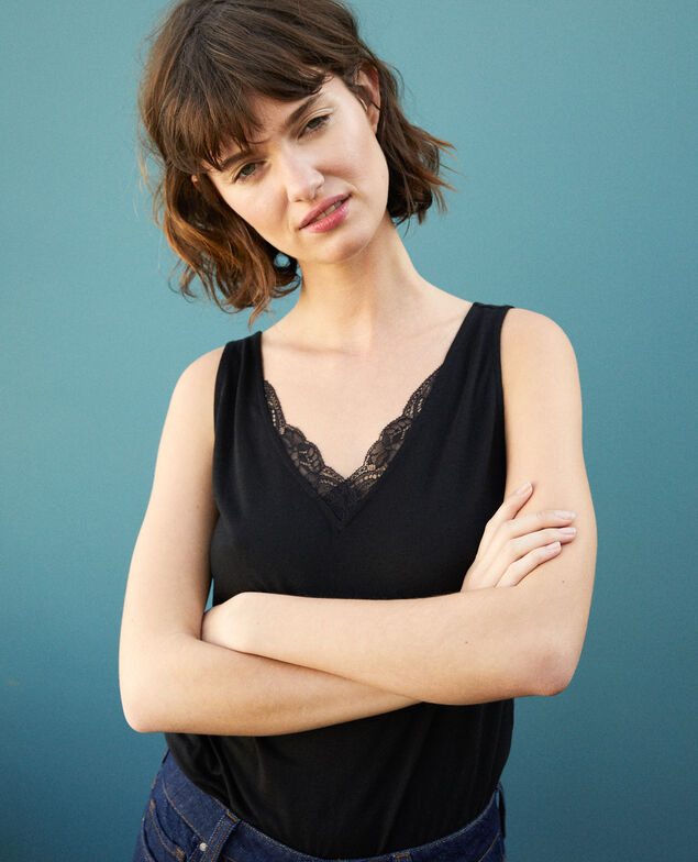Top mit Spitze Noir