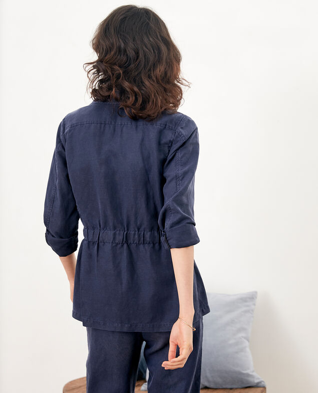 Tropenjacke mit Leinen Marine