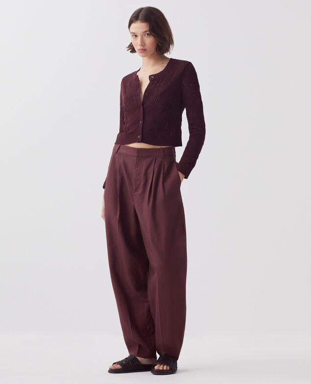 Häkelcardigan mit Blumenmotiv J380 decadent chocolate