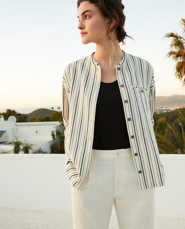Gestreifte Bluse Off white/navy stripes