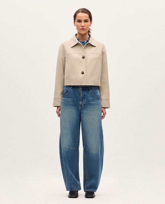 Kurze doppelseitige Jacke K301 light beige