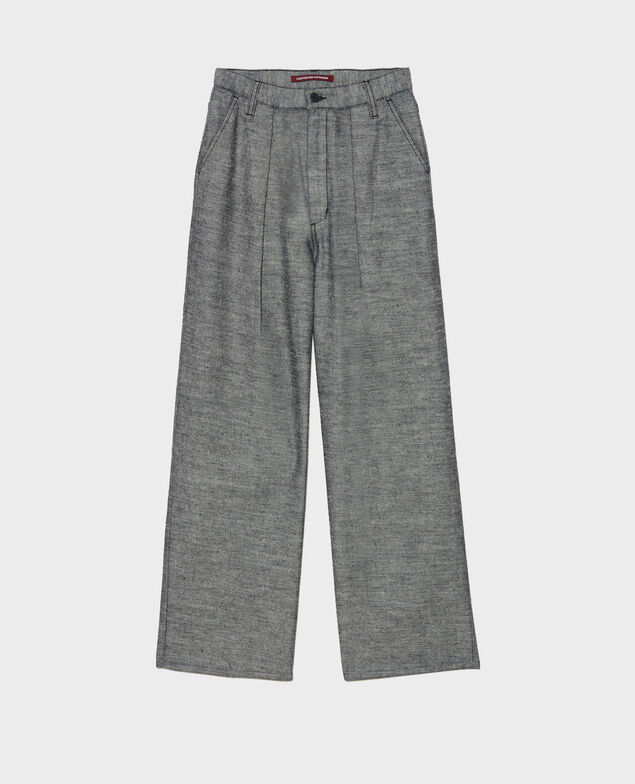 PLEATED - Weite Hose aus grauem Denim Grey wash