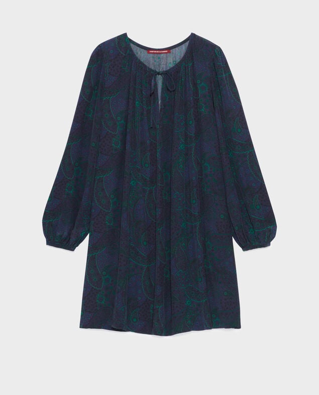 Fließendes gemustertes Kleid A684 paisley navy