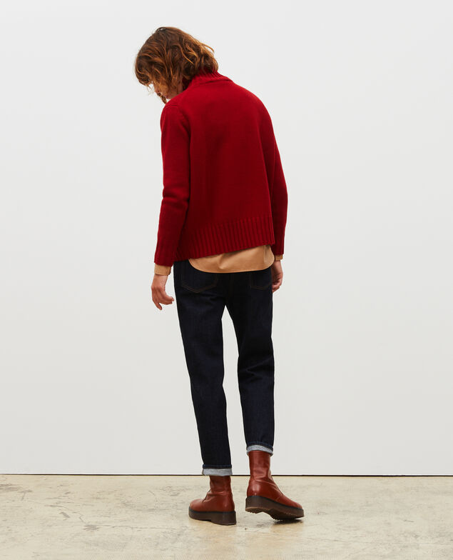 Wollpullover mit Stehkragen und breitem Rippstrick Royale red