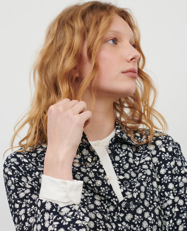 Bluse aus Seidengemisch 96 print navy