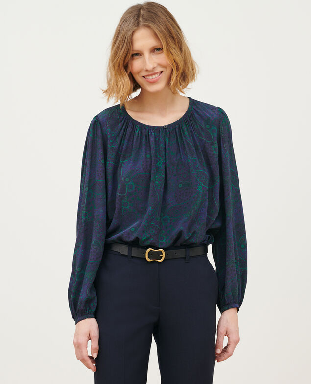 Fließende gemusterte Bluse A684 paisley navy