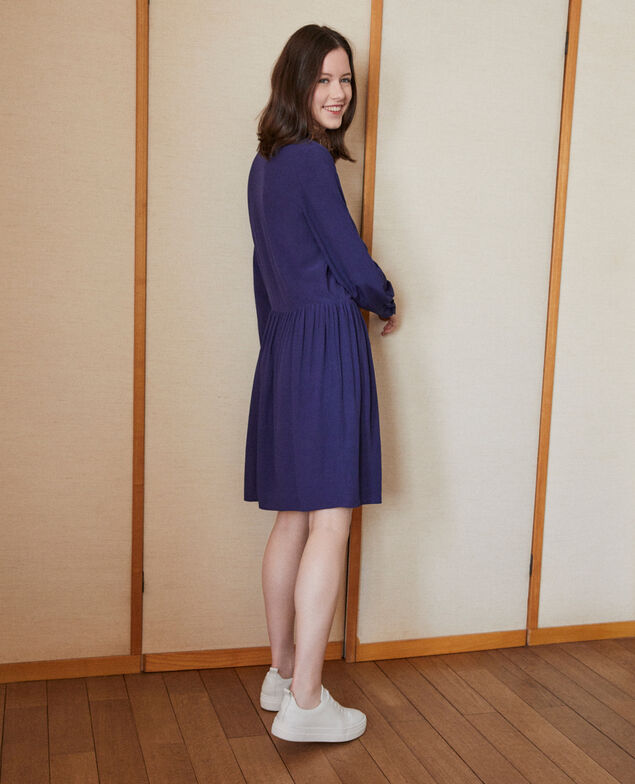 Kleid mit V-Ausschnitt Blau