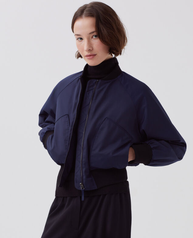 Satinierte Bomberjacke I697 navy