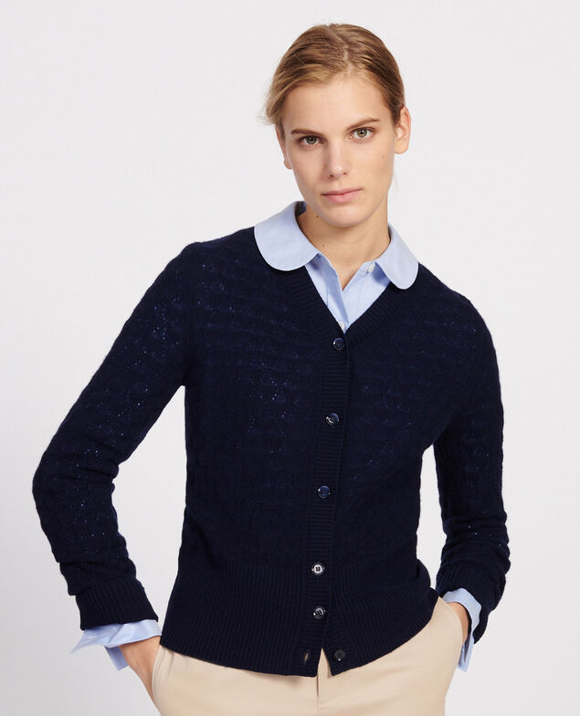 Cardigan mit V-Ausschnitt, 100 % Kaschmir  Maritime blue