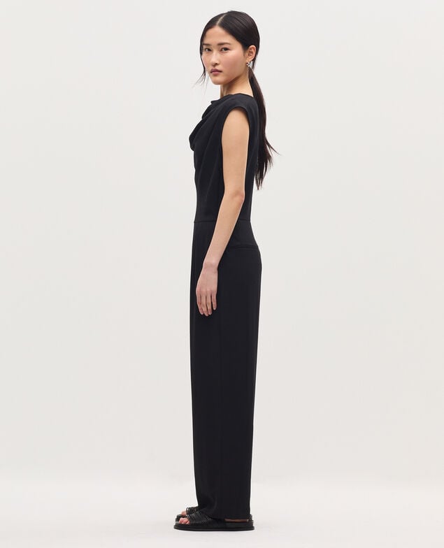 Jumpsuit aus satiniertem Krepp H091 black beauty