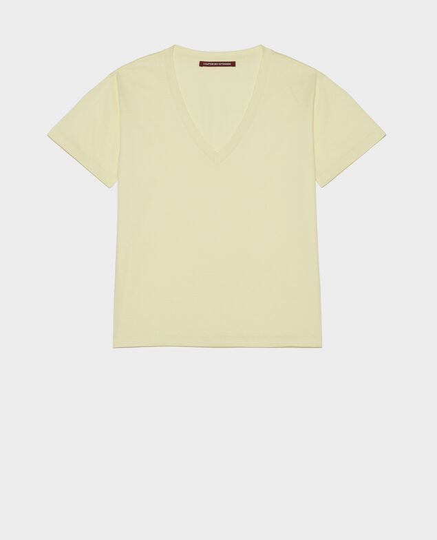 T-Shirt aus Baumwolle mit V-Ausschnitt Tender yellow