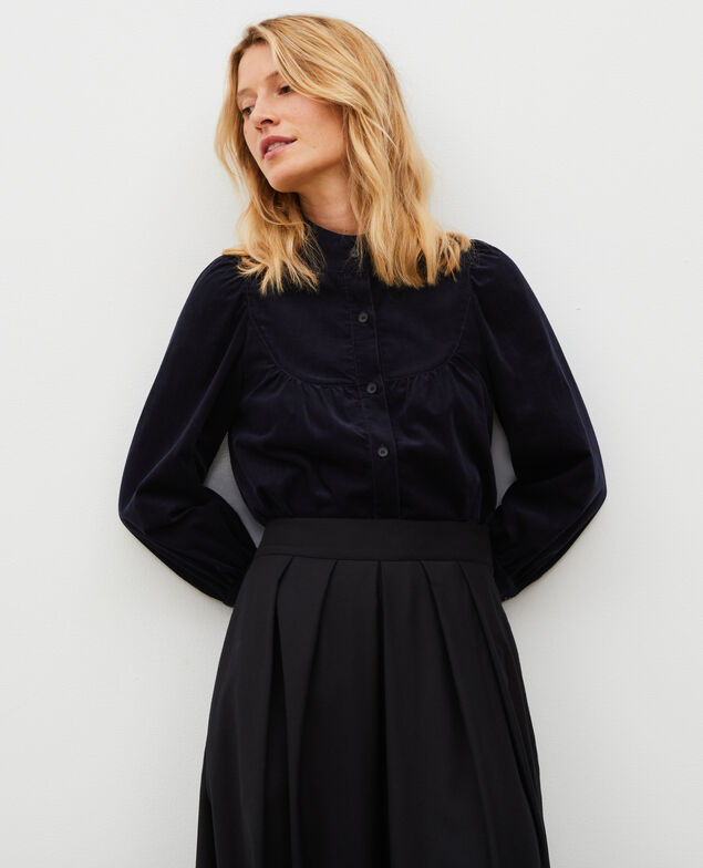 Samtbluse mit Plastron Night sky