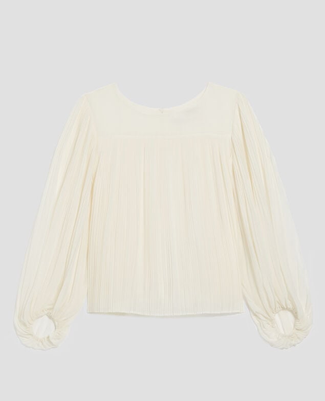 Fließende Plissee-Bluse I012 papyrus creme