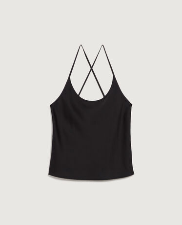 Satiniertes Top mit schmalen Trägern H091 black beauty