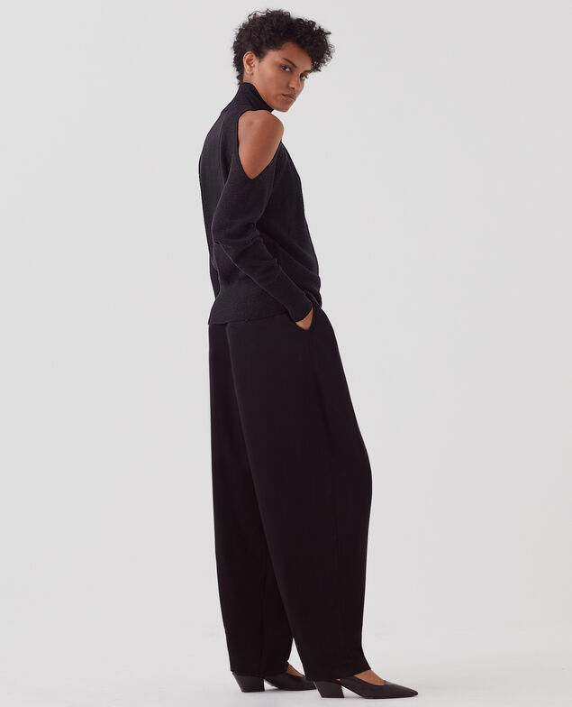 Pullover mit Cut-out an der Schulter H099 black lurex