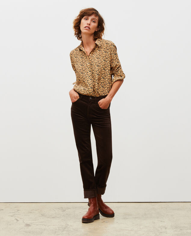 SLIM STRAIGHT - Gerade  5 Pocket-Jeans aus Samt Coffee bean