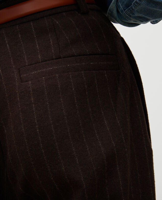 YVONNE - Hose weite Wollhose mit hoher Taille Stripe coffee bean