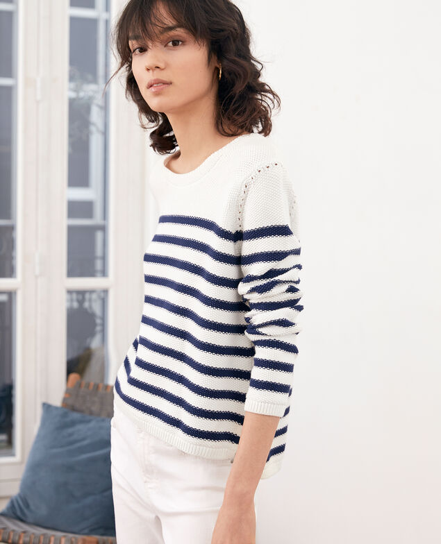 Pullover im Marinelook Off white/marine