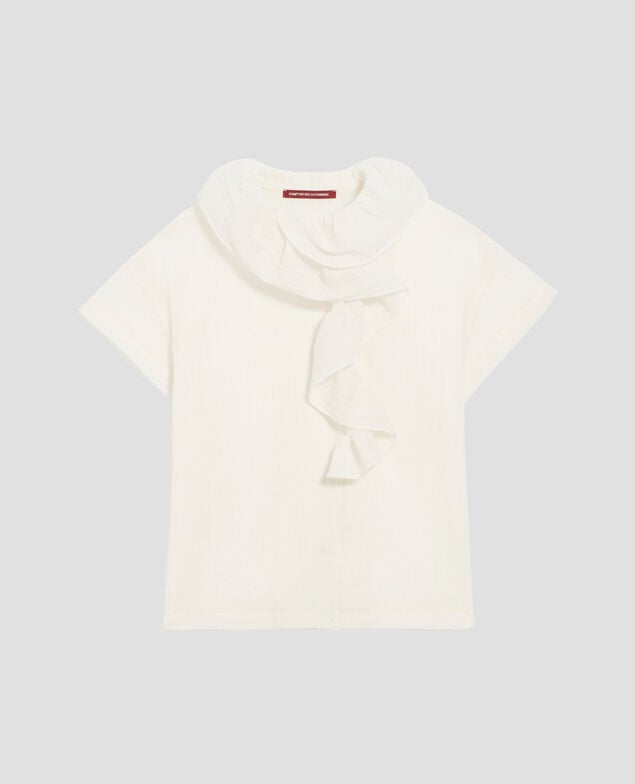 Rüschenbluse aus Plissee-Baumwolle H303 white swan