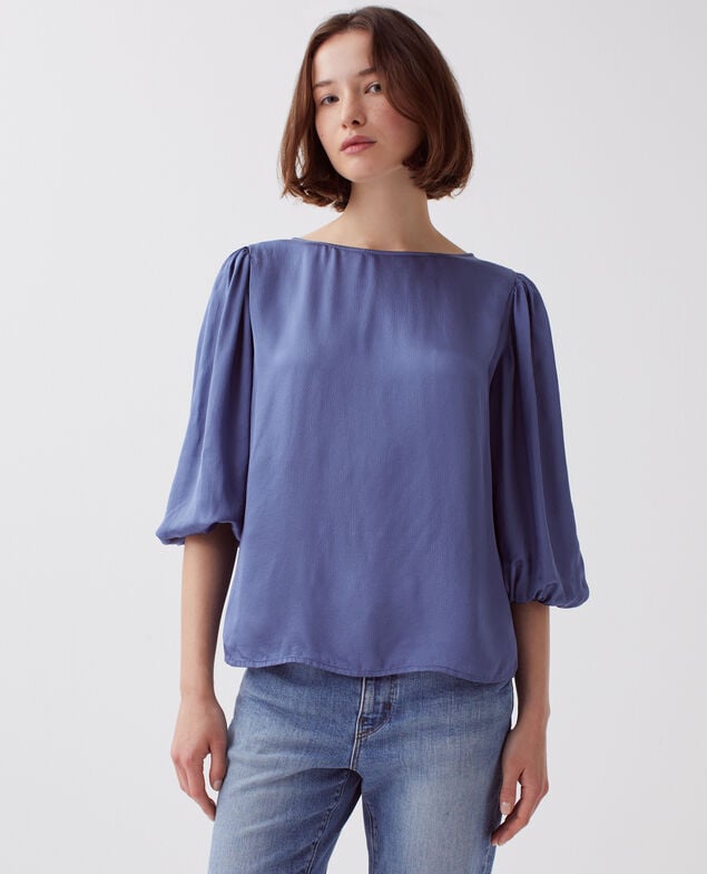Fließende Bluse mit 3/4-Ärmel I640 gray blue