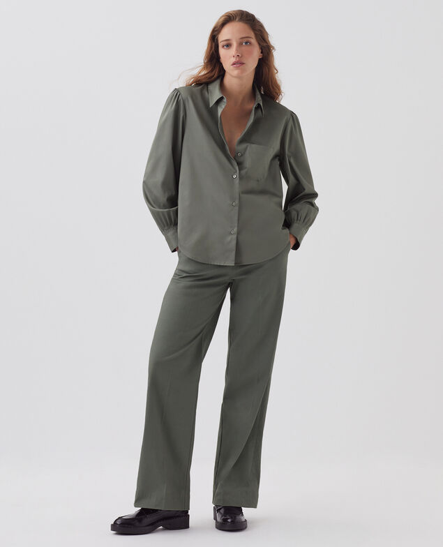Bluse aus Satin-Baumwolle J560 basil dark green